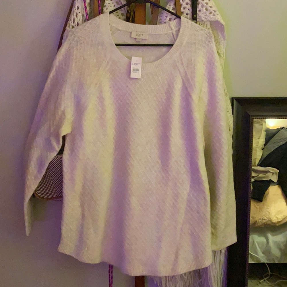 LOFT Cream Knot Sweater